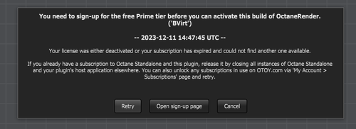 Octane sign-in