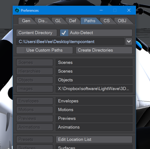 Presets Paths options